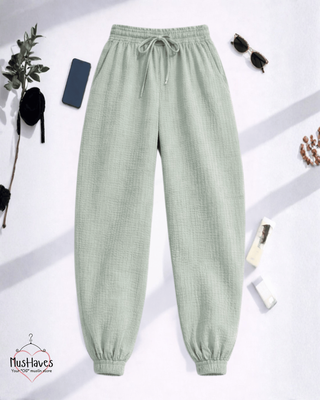 4 Layer Muslin Tracksuit Zip Hoodie & Jogger Coord – Mint Green
