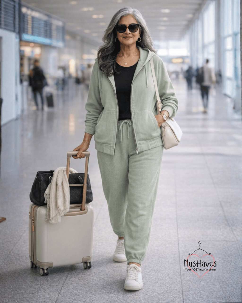 4 Layer Muslin Tracksuit Zip Hoodie & Jogger Coord – Mint Green
