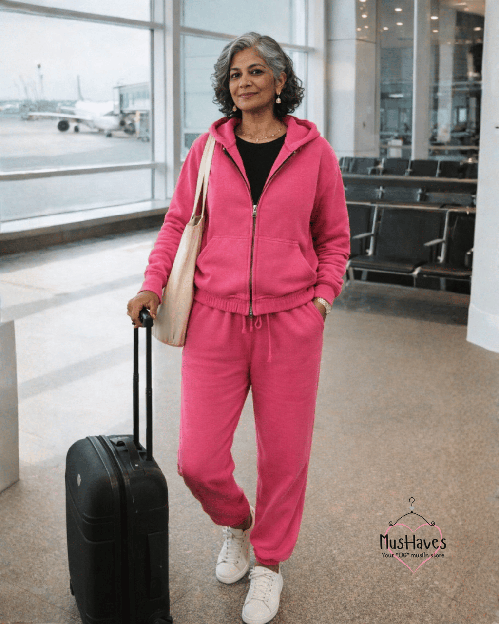 Premium Muslin Hoodie Coord | Zipper Hoodie + Jogger Bottoms | Muslin | 4-Layers | 15°C | 100% Organic Cotton | Mulmul | Deep Pink
