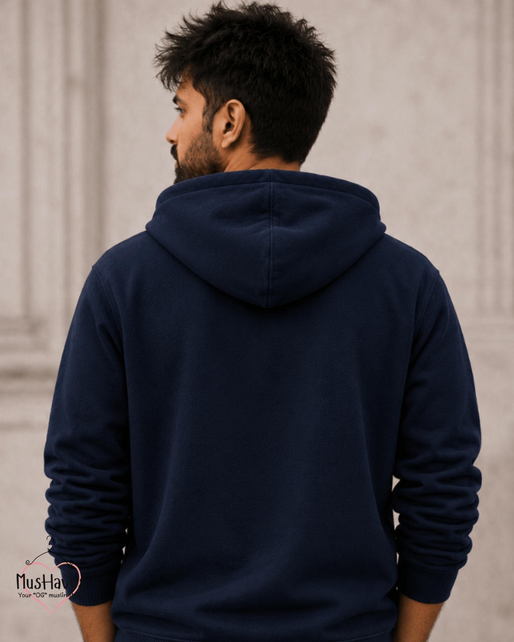 Muslin Layered Zip Hoodie – Dust Blue