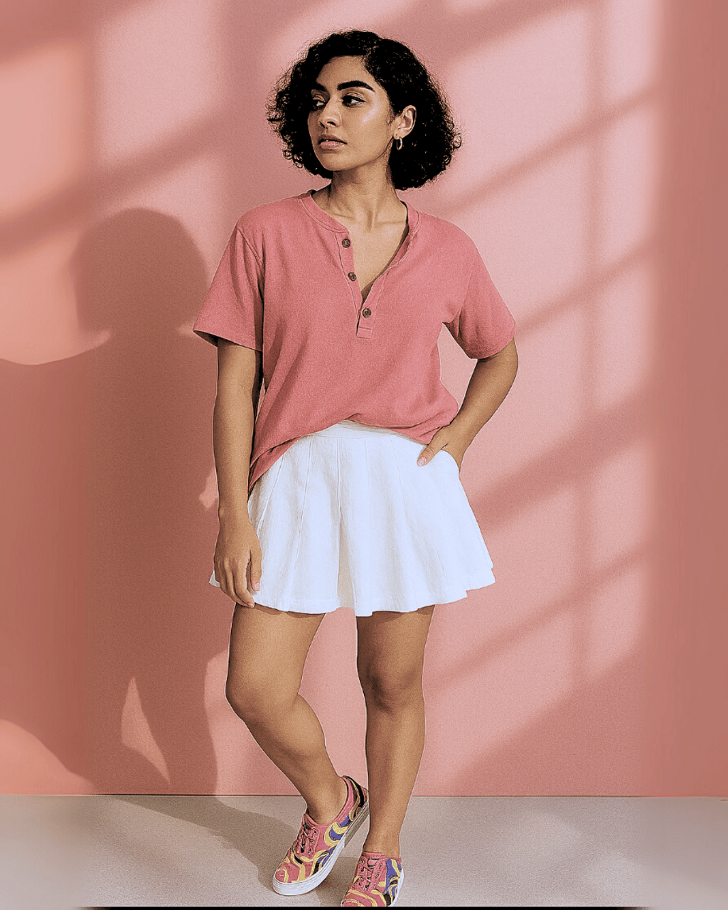 Premium Henley Teeshirt Combo Of Pink - Baby Pink + Rust Pink