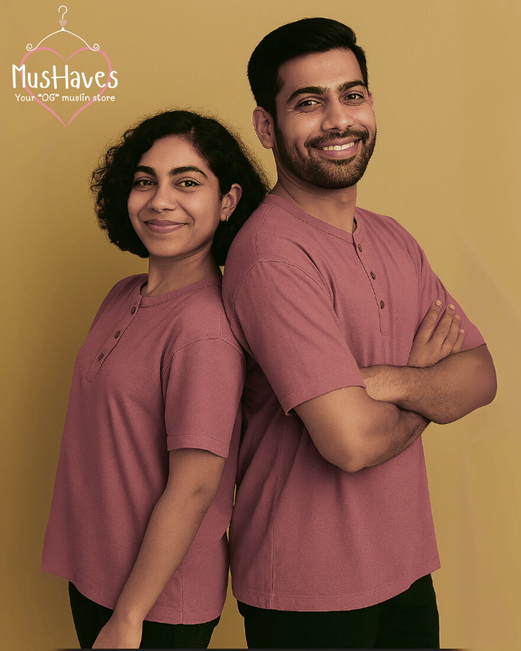 Unisex Organic Cotton Muslin T-Shirt – 100% Double Gauze, Loose Fit, Breathable Rusty Pink Tee