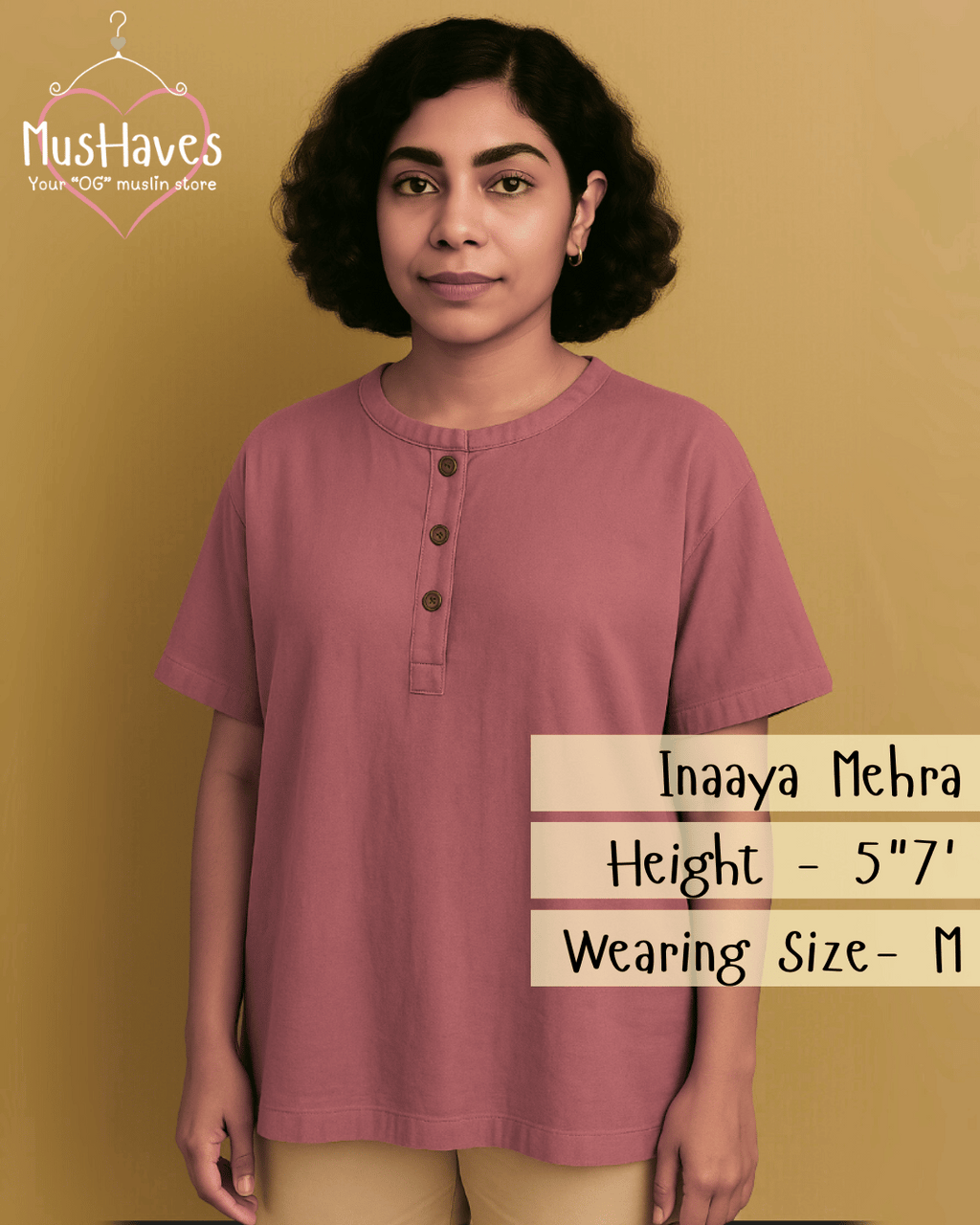 Unisex Organic Cotton Muslin T-Shirt – 100% Double Gauze, Loose Fit, Breathable Rusty Pink Tee