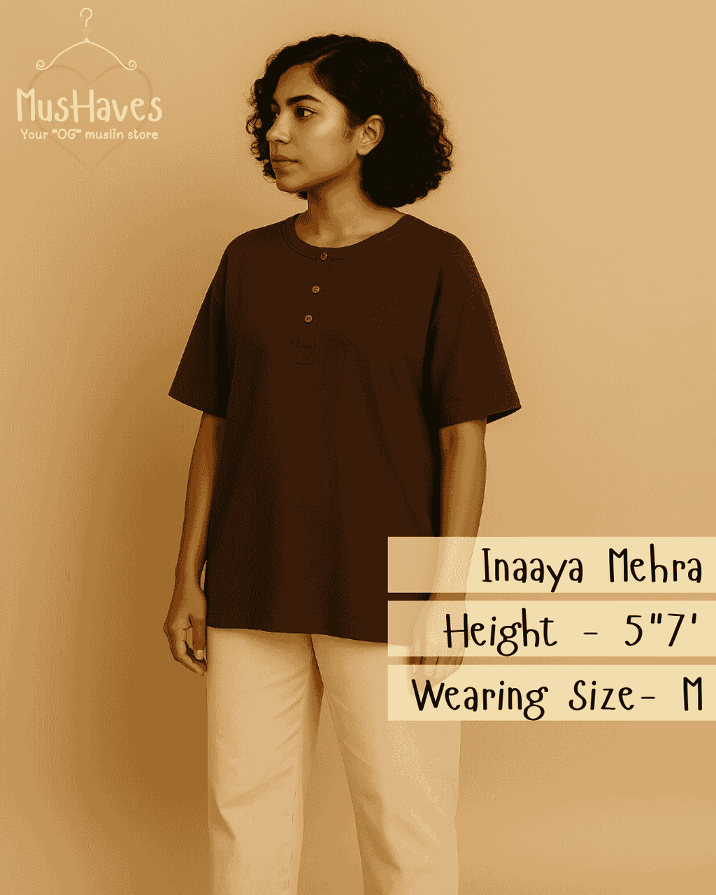 Unisex Organic Cotton Muslin T-Shirt – 100% Double Gauze, Loose Fit, Breathable Dark Brown Tee