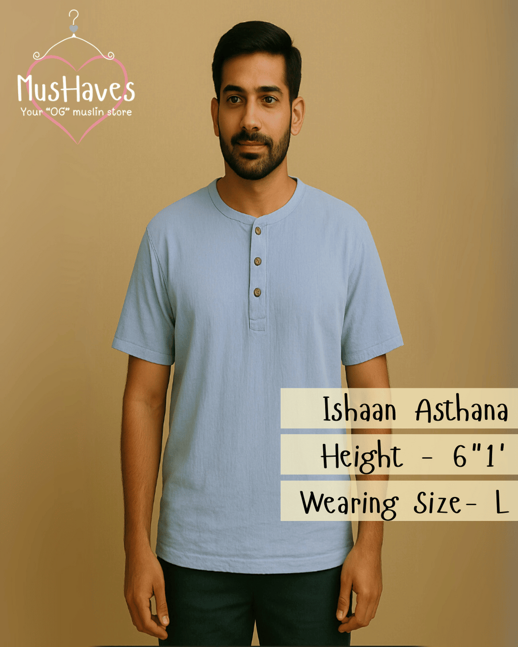 Unisex Organic Cotton Muslin T-Shirt – 100% Double Gauze, Loose Fit, Breathable Powder Blue Tee