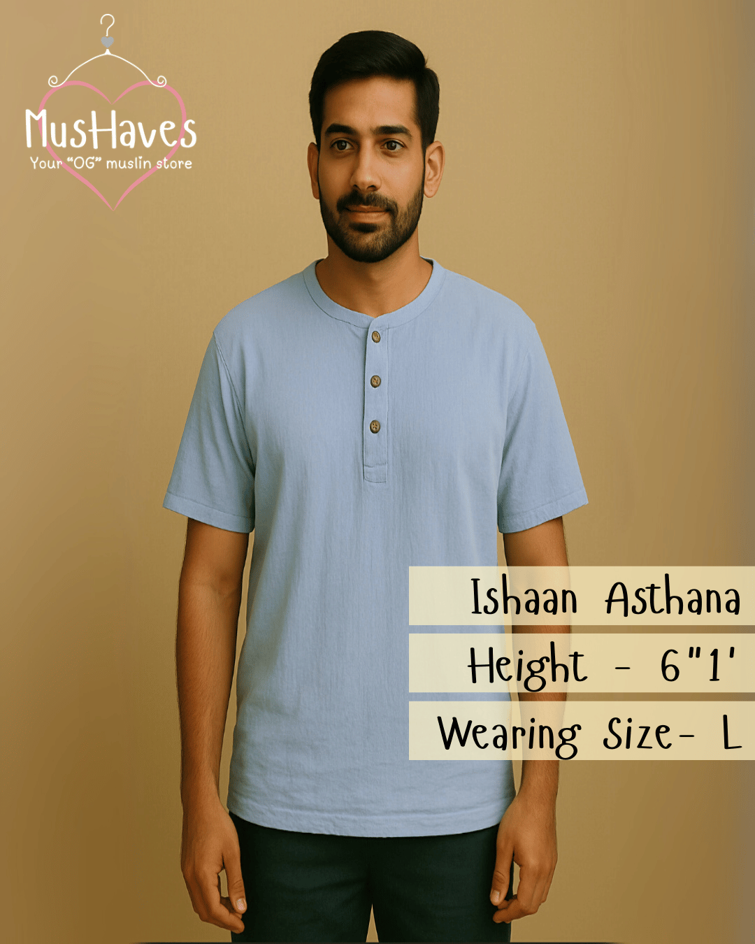 Unisex Organic Cotton Muslin T-Shirt – 100% Double Gauze, Loose Fit, Breathable Powder Blue Tee