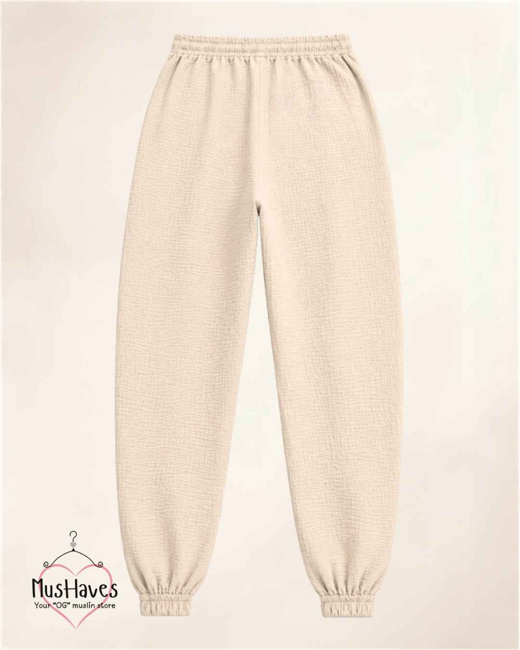 Muslin Active Wear Joggers – Light Beige