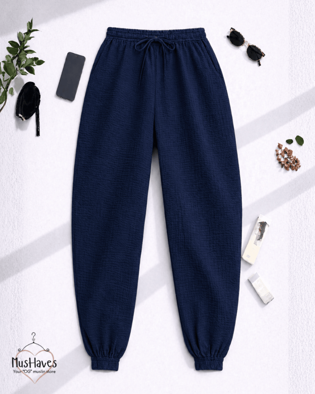 Muslin Active Wear Joggers – Royal Blue