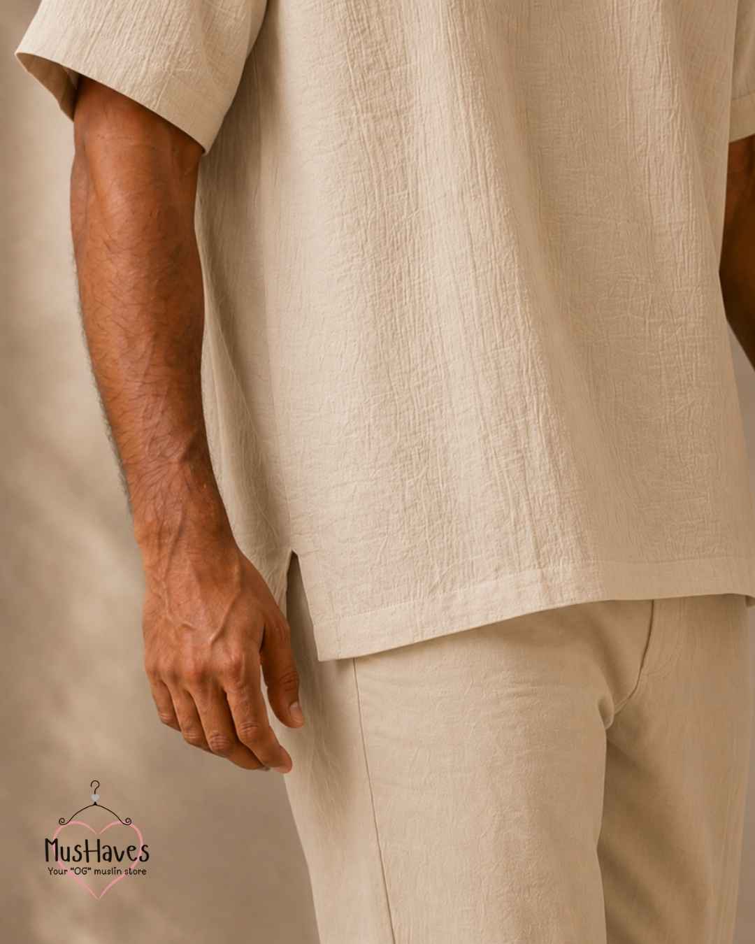 Classic Muslin Notch Neck – Light Beige