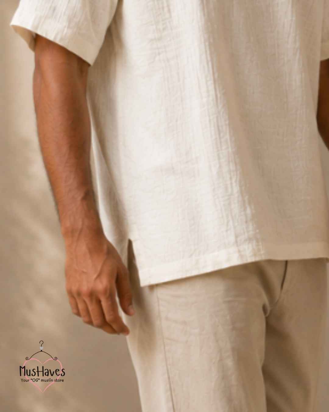 Classic Muslin Notch Neck – Pearl White