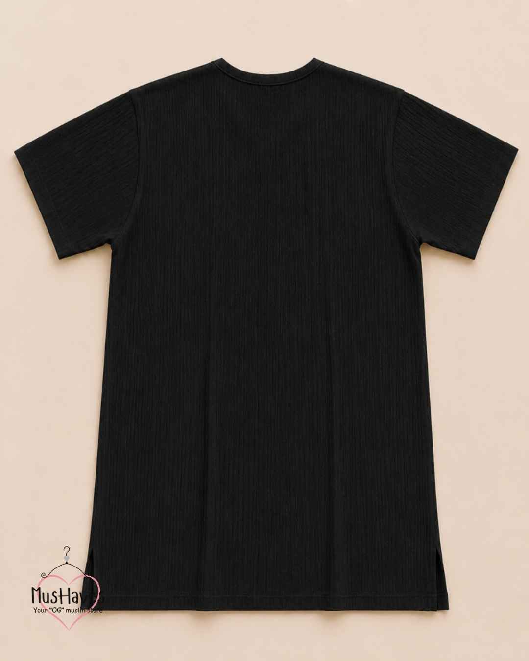 Classic Muslin Notch Neck – Charcoal Black