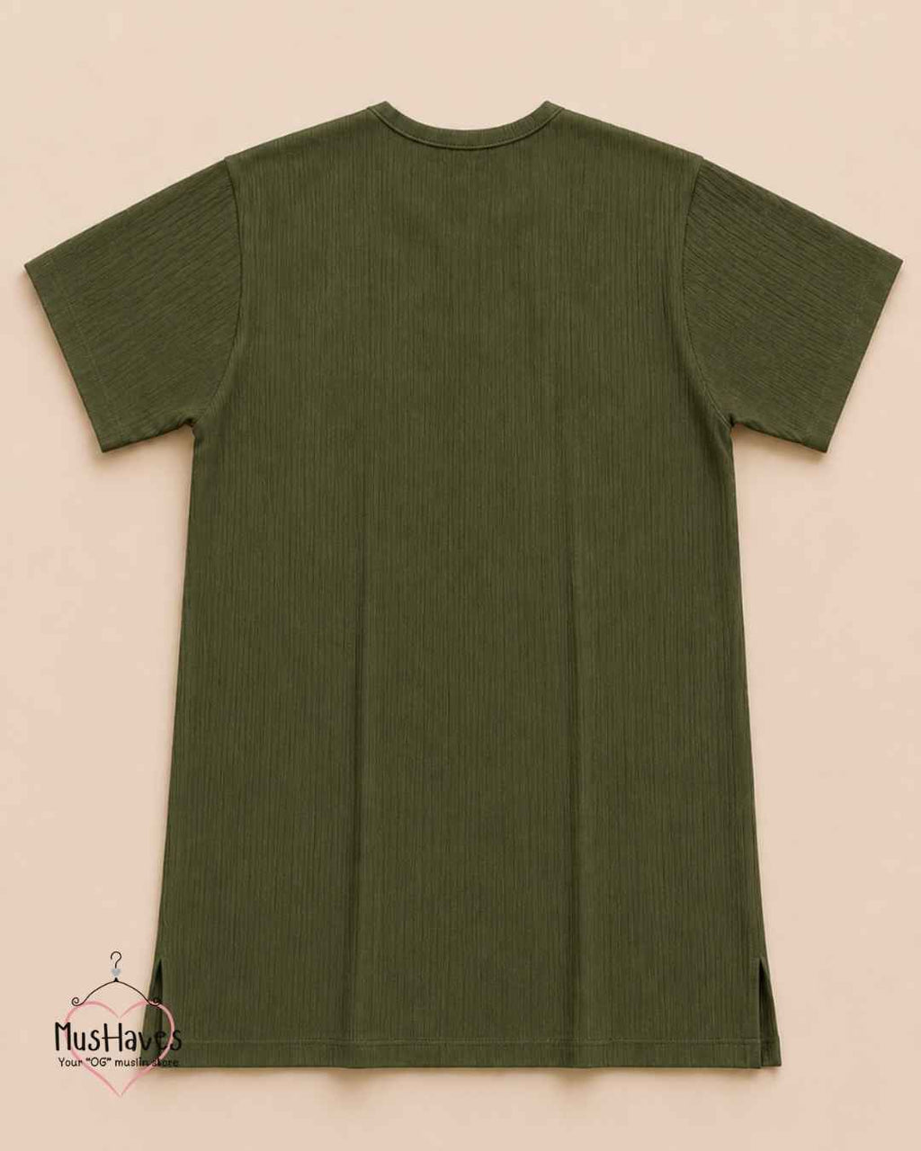 Classic Muslin Notch Neck – Olive Green
