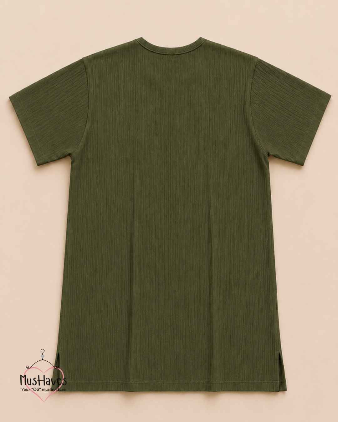 Classic Muslin Notch Neck – Olive Green
