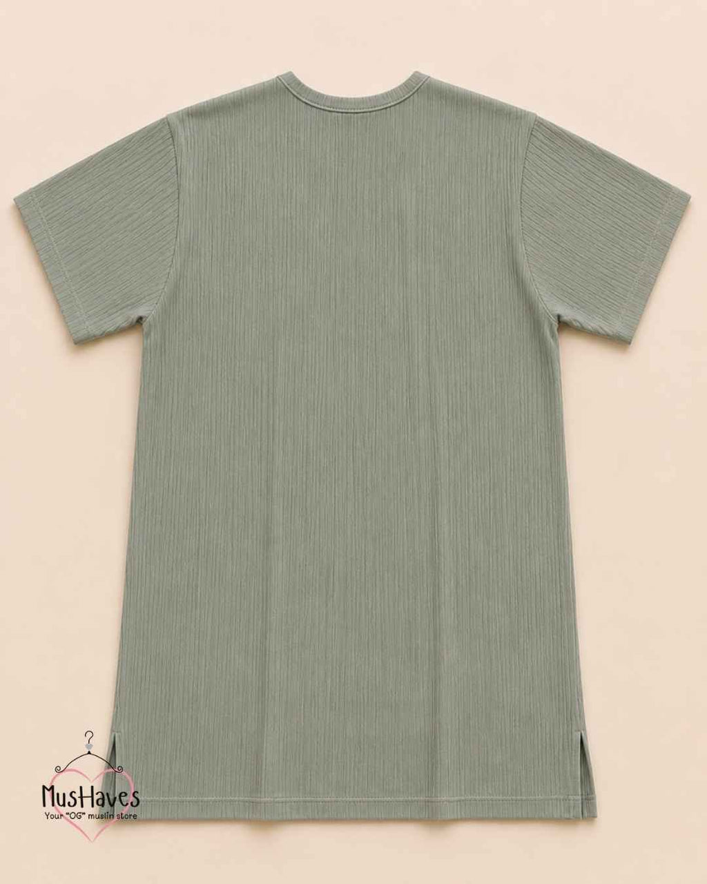 Classic Muslin Notch Neck – Sage Grey