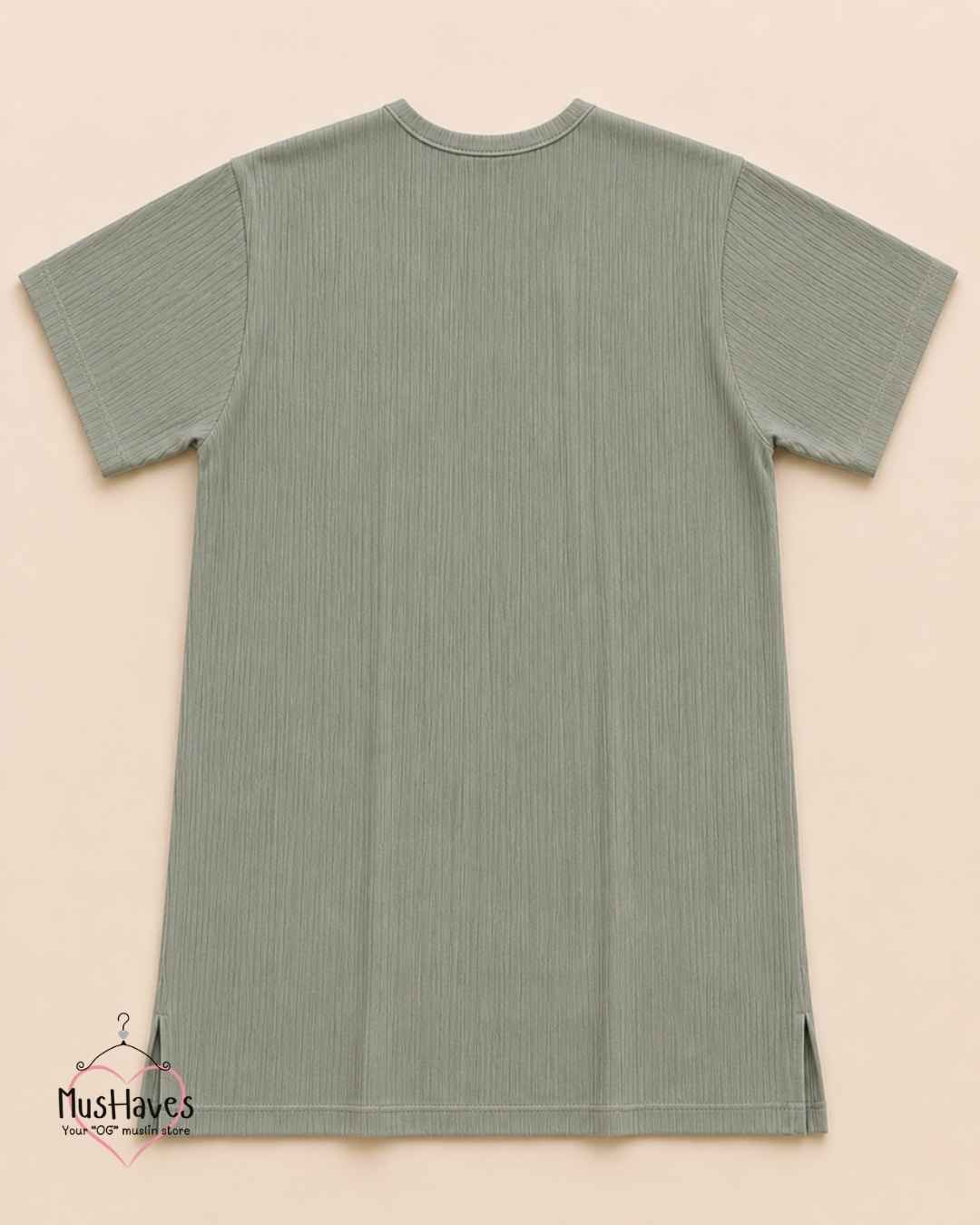Classic Muslin Notch Neck – Sage Grey