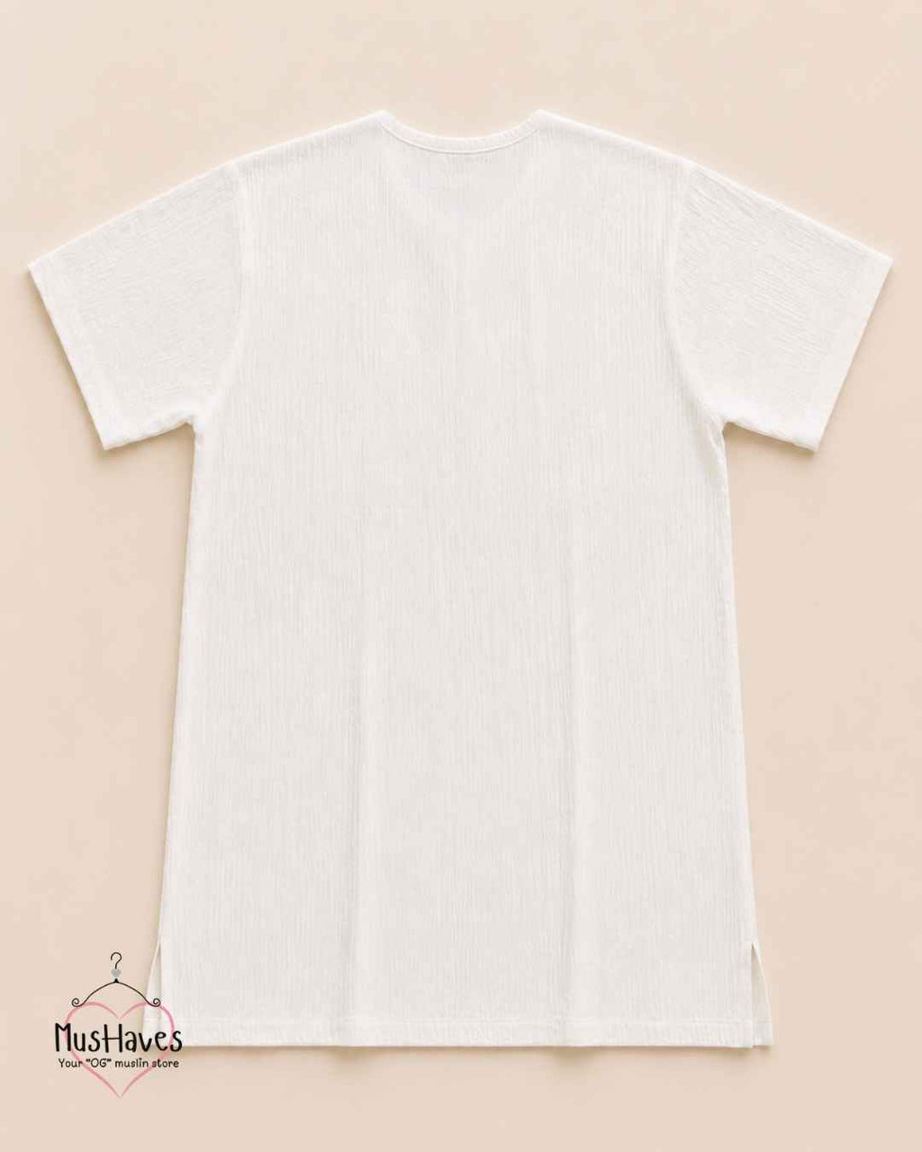 Classic Muslin Notch Neck – Pearl White