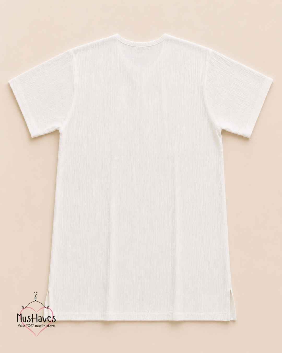Classic Muslin Notch Neck – Pearl White