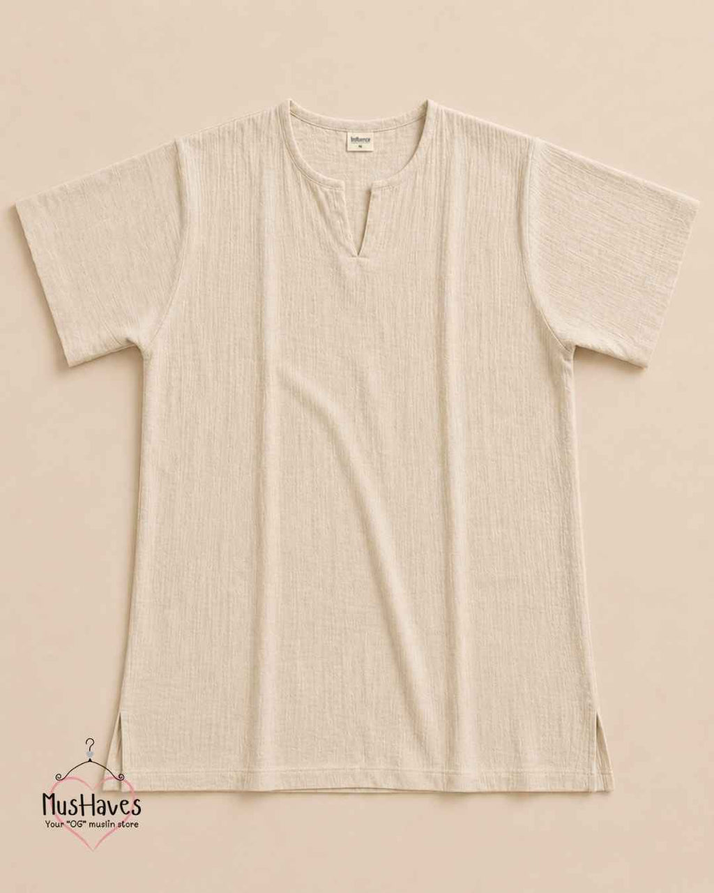 Classic Muslin Notch Neck – Light Beige