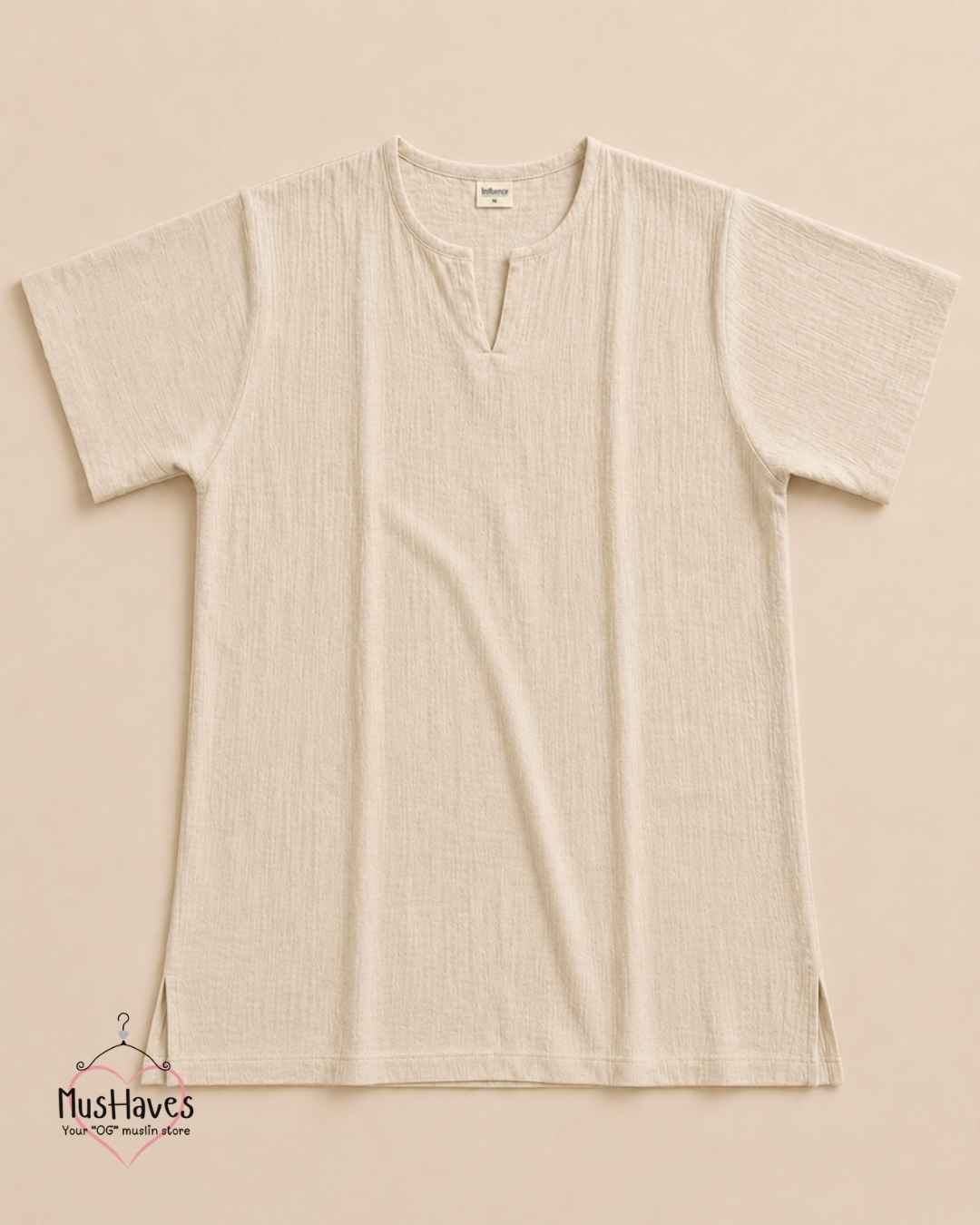 Classic Muslin Notch Neck – Light Beige