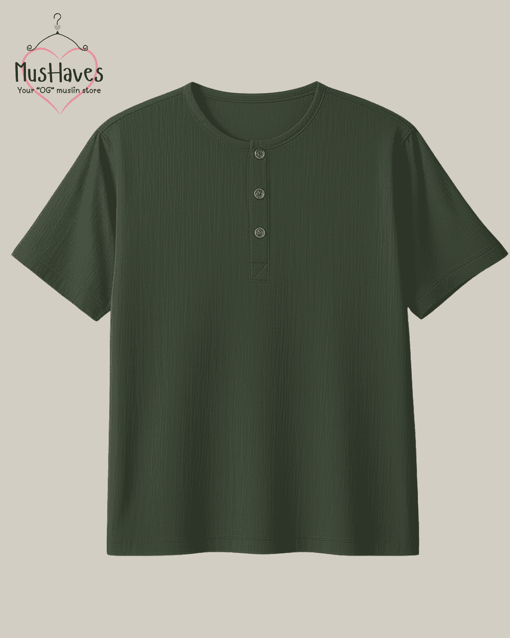 Unisex Organic Cotton Muslin T-Shirt – 100% Double Gauze, Loose Fit, Breathable Olive Green Tee
