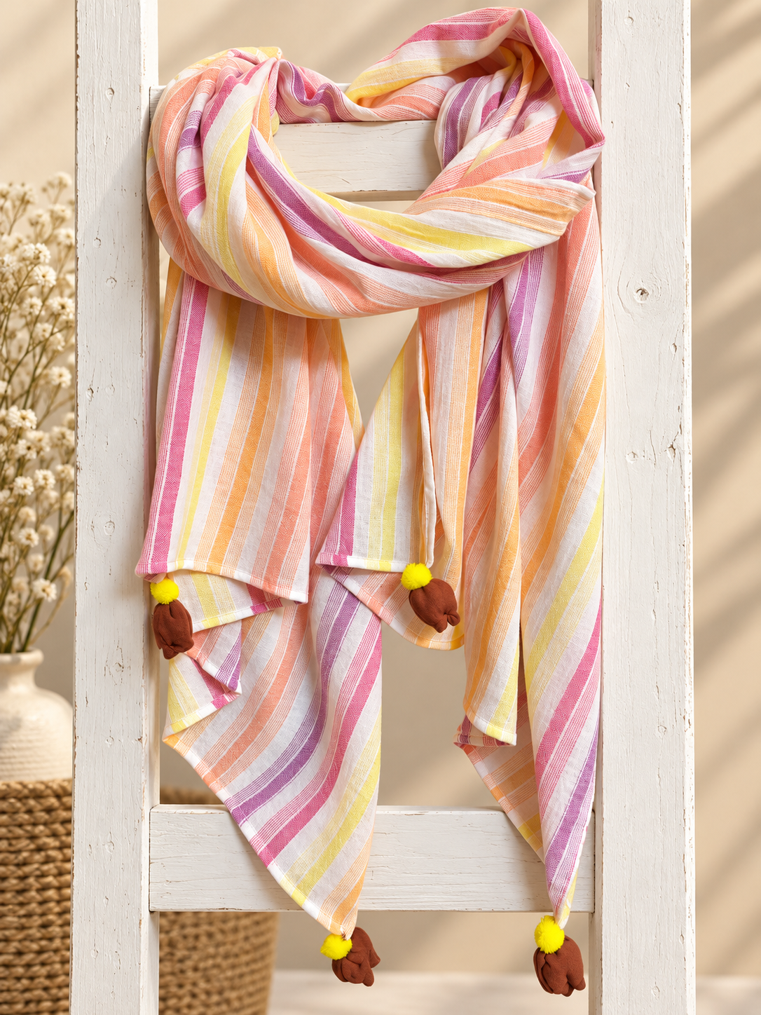 Single Gauze Muslin Stole – Malmal Dupatta with Tassels