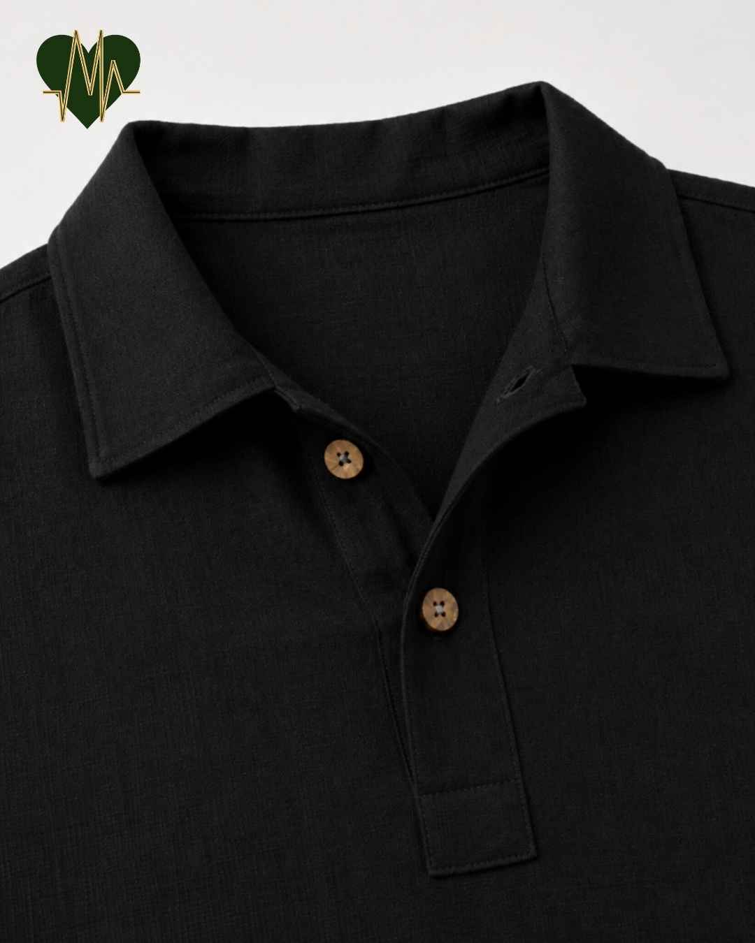 Muslin Resort-Polo Shirt for Men – Charcoal Black