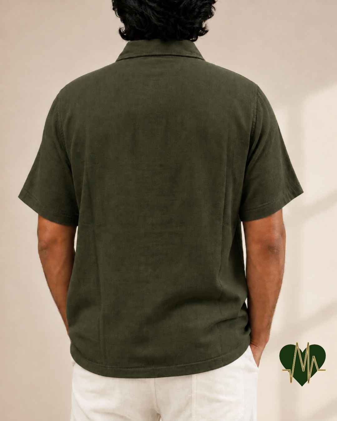Muslin Resort-Polo Shirt for Men – Olive Green