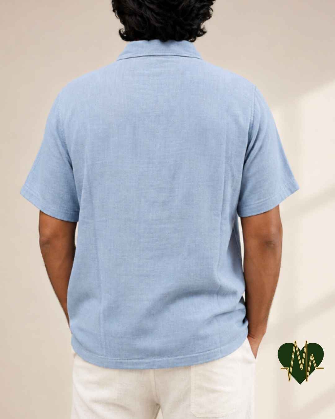 Muslin Resort-Polo Shirt for Men – Powder Blue