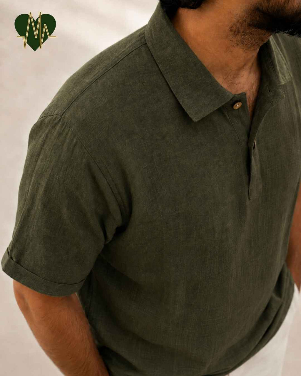 Muslin Resort-Polo Shirt for Men – Olive Green