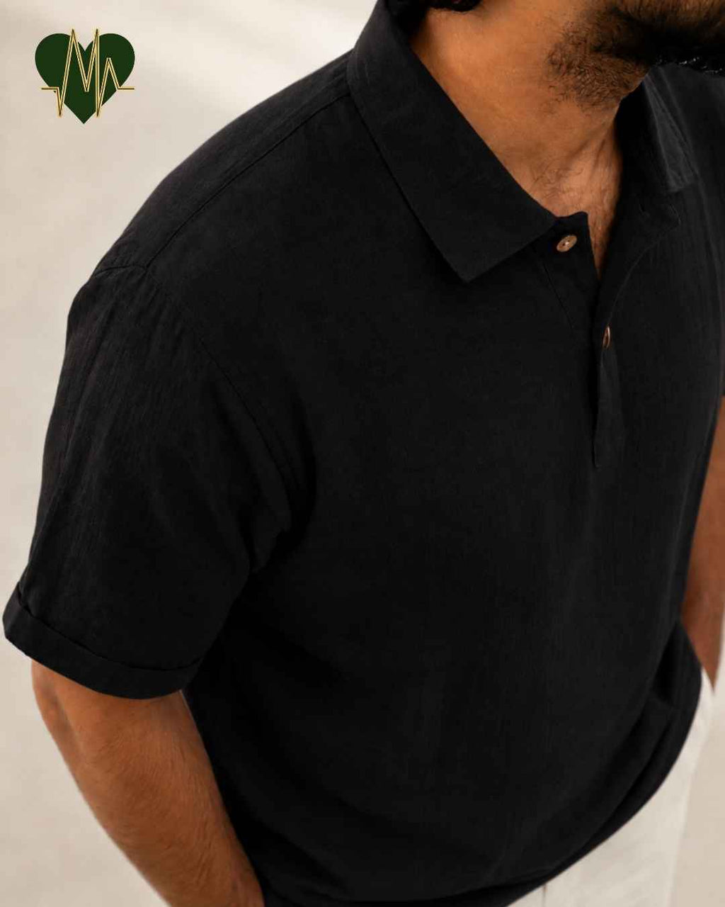 Muslin Resort-Polo Shirt for Men – Charcoal Black