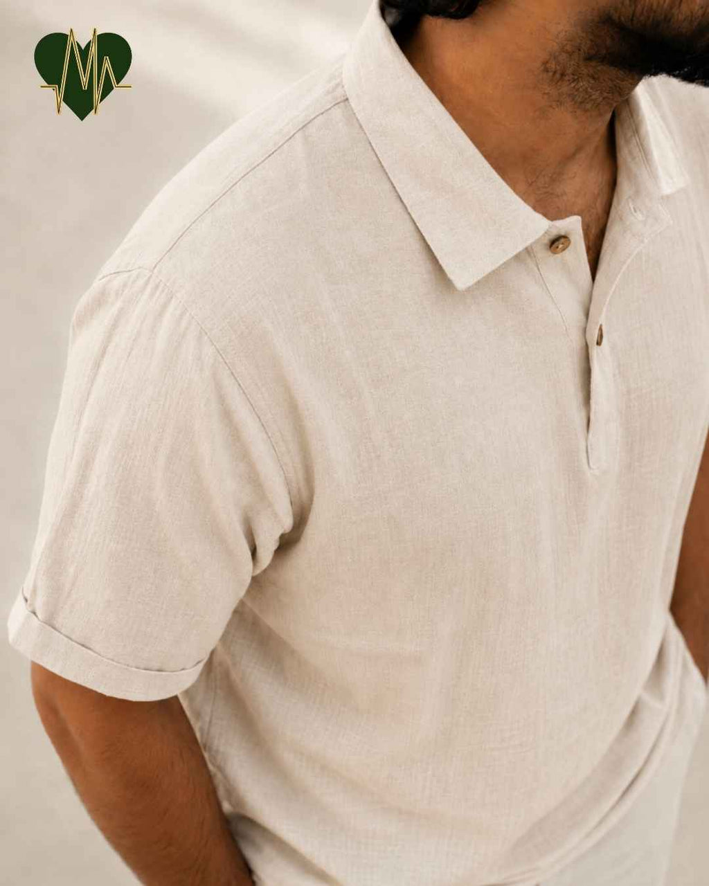 Muslin Resort-Polo Shirt for Men – Light Beige