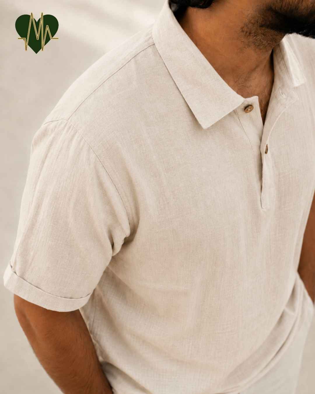 Muslin Resort-Polo Shirt for Men – Light Beige