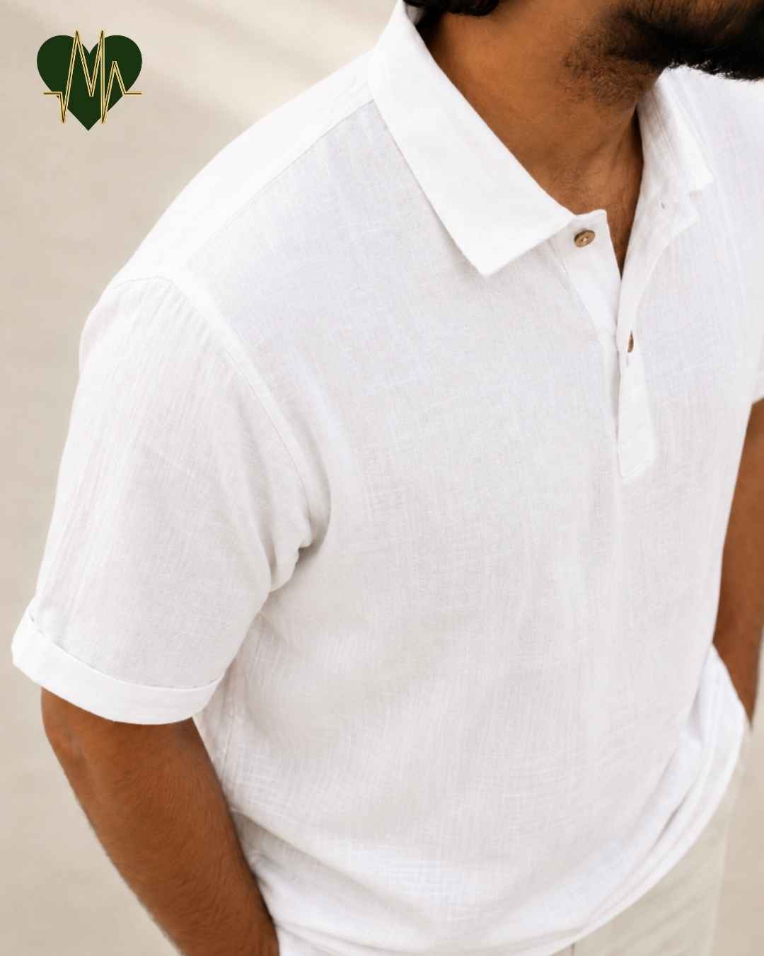 Muslin Resort-Polo Shirt for Men – Pearl White