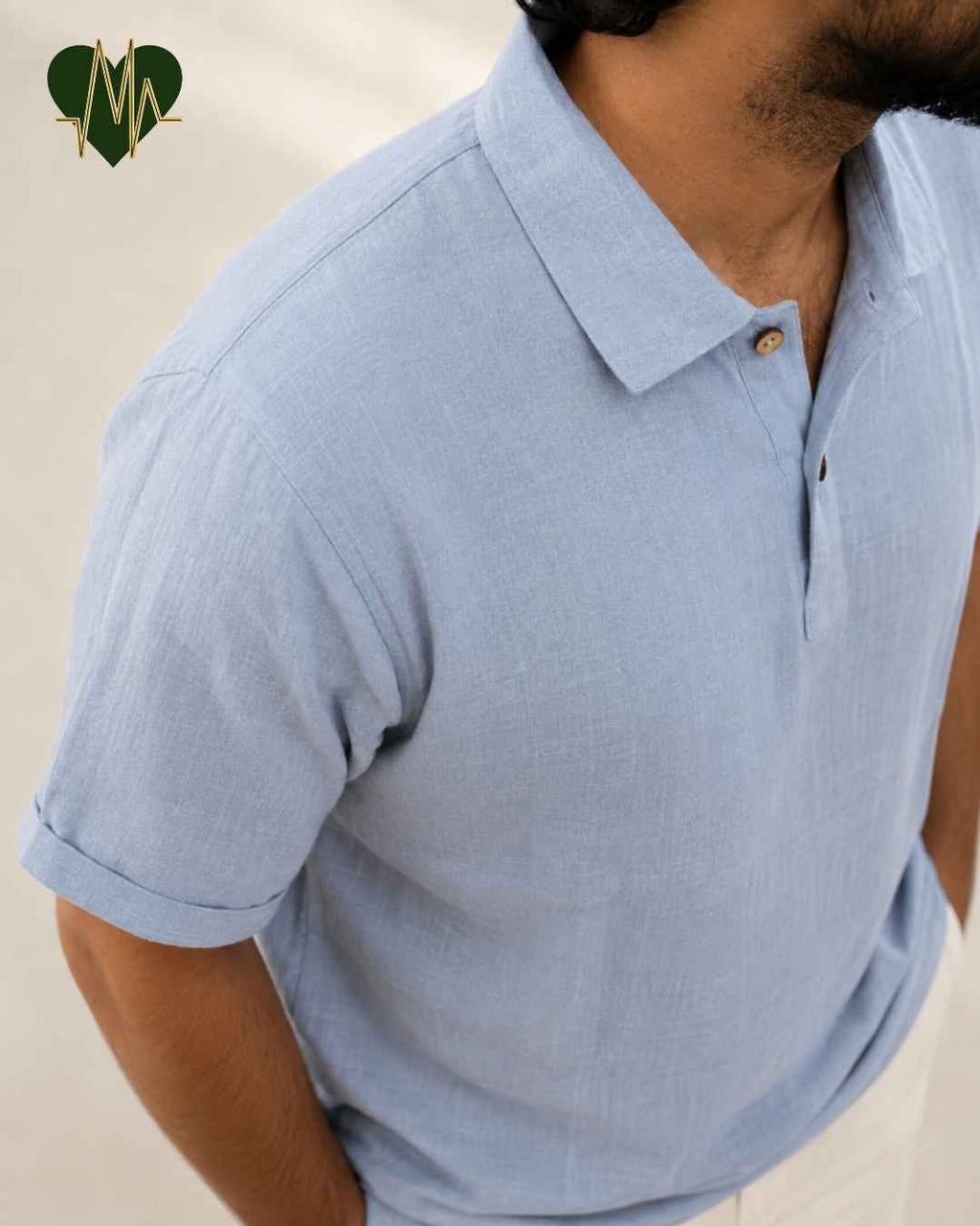 Muslin Resort-Polo Shirt for Men – Powder Blue