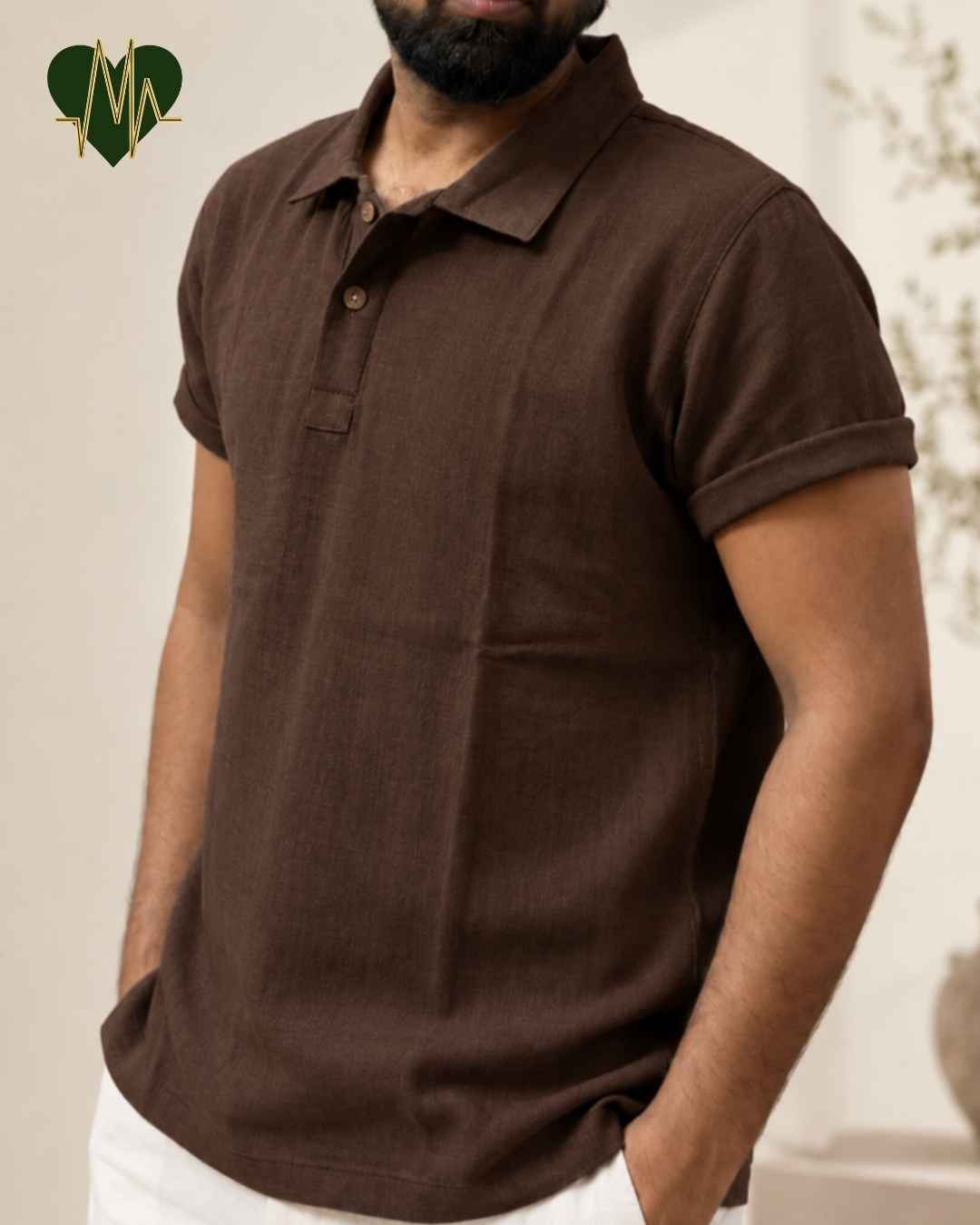 Muslin Resort-Polo Shirt for Men – Chocolate Brown