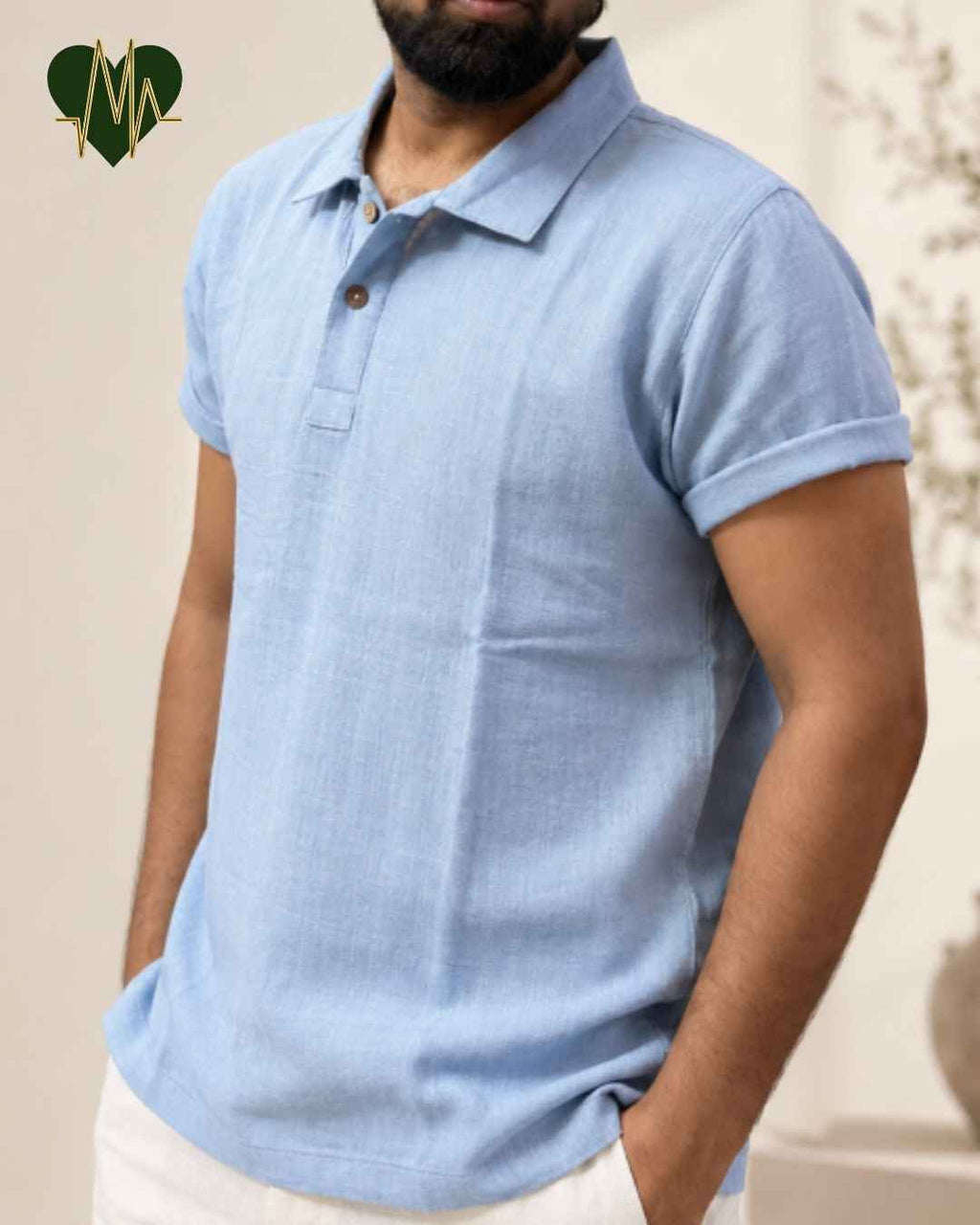 Muslin Resort-Polo Shirt for Men – Powder Blue