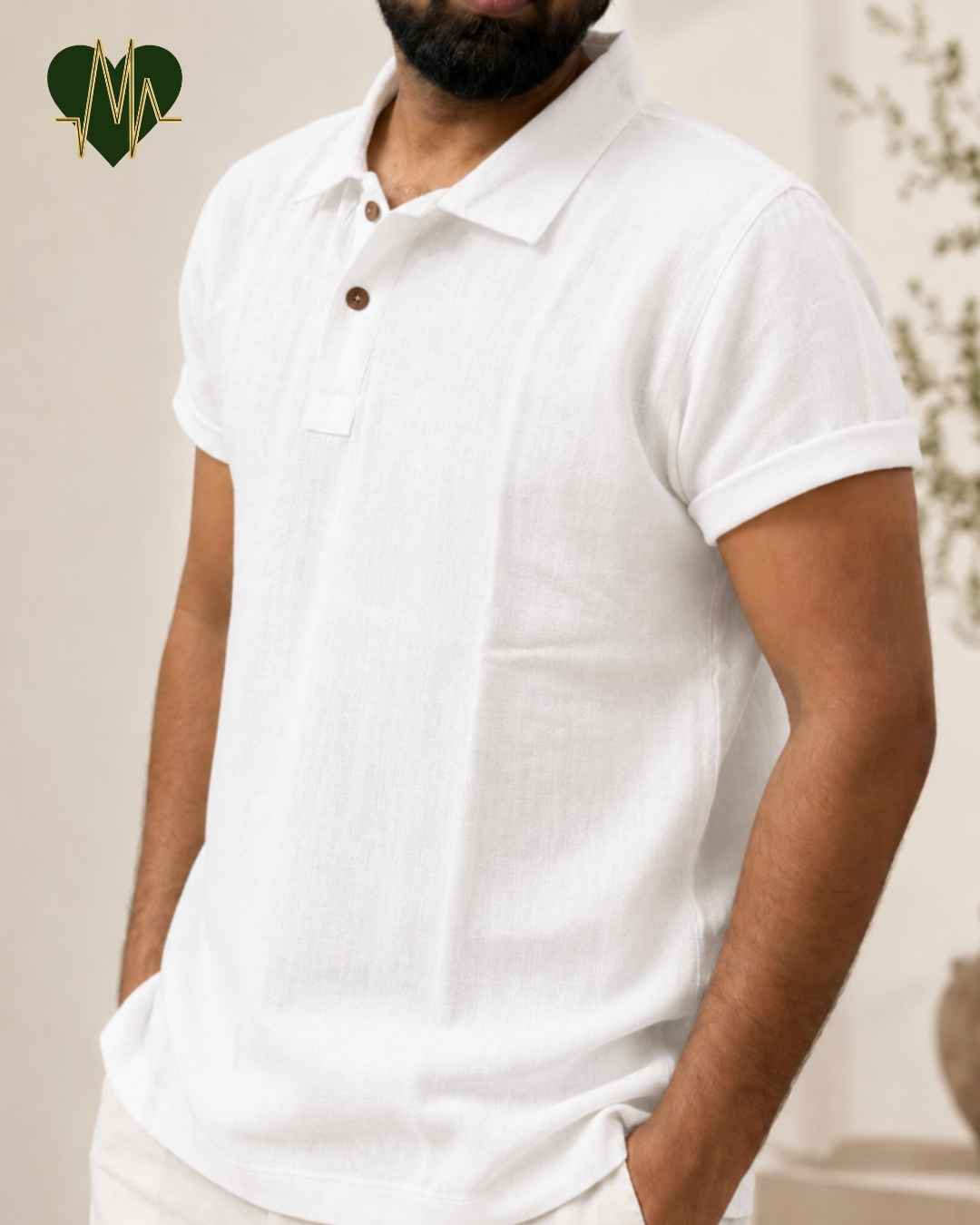 Muslin Resort-Polo Shirt for Men – Pearl White