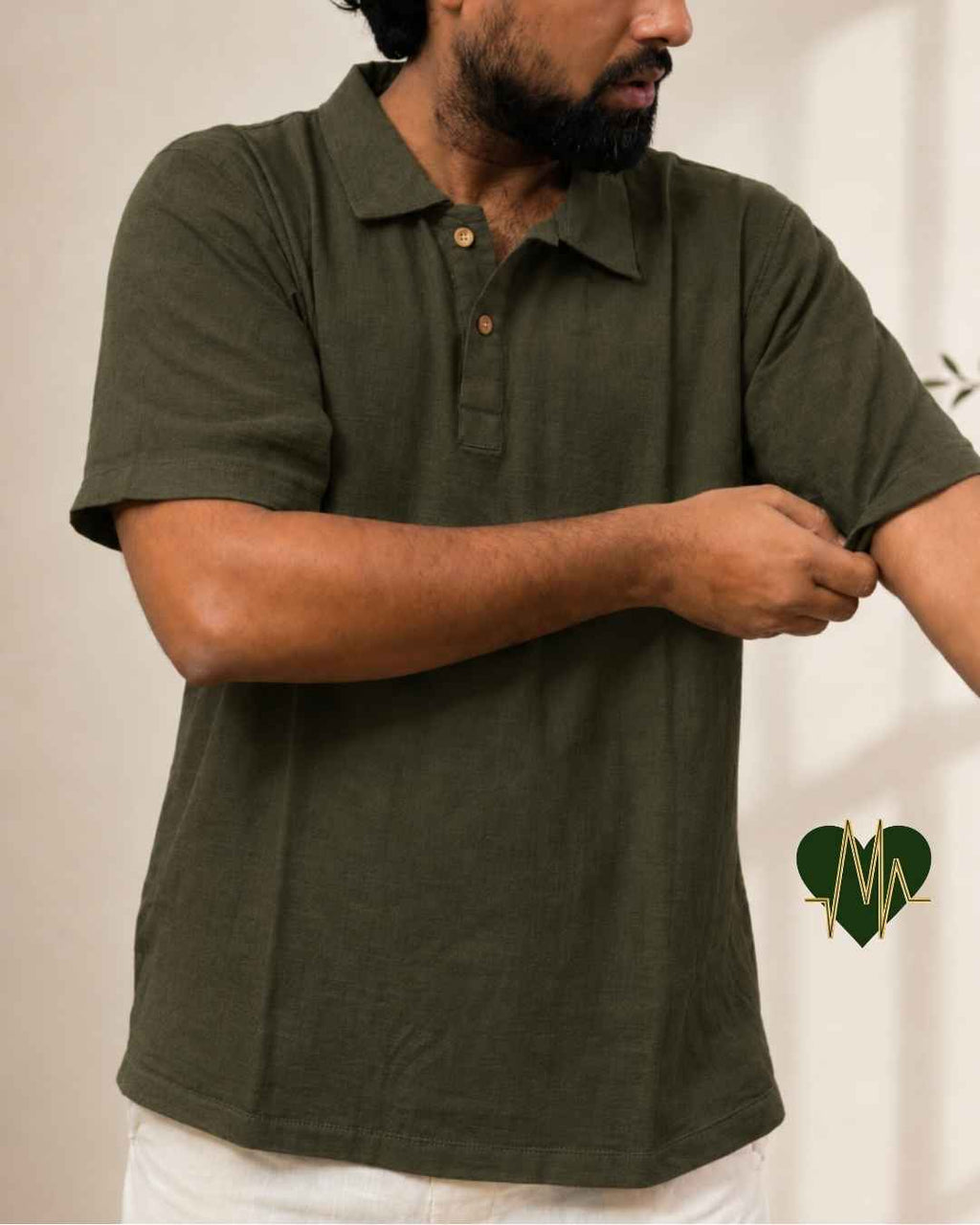 Muslin Resort-Polo Shirt for Men – Olive Green