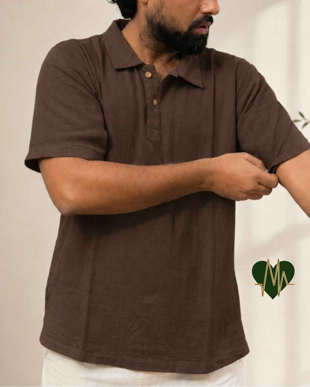 Muslin Resort-Polo Shirt for Men – Chocolate Brown