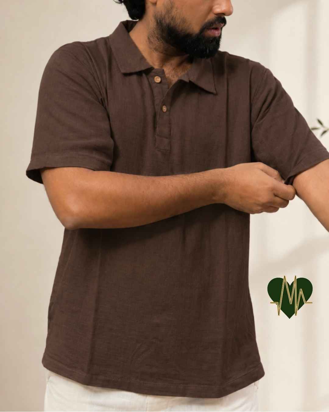 Muslin Resort-Polo Shirt for Men – Chocolate Brown