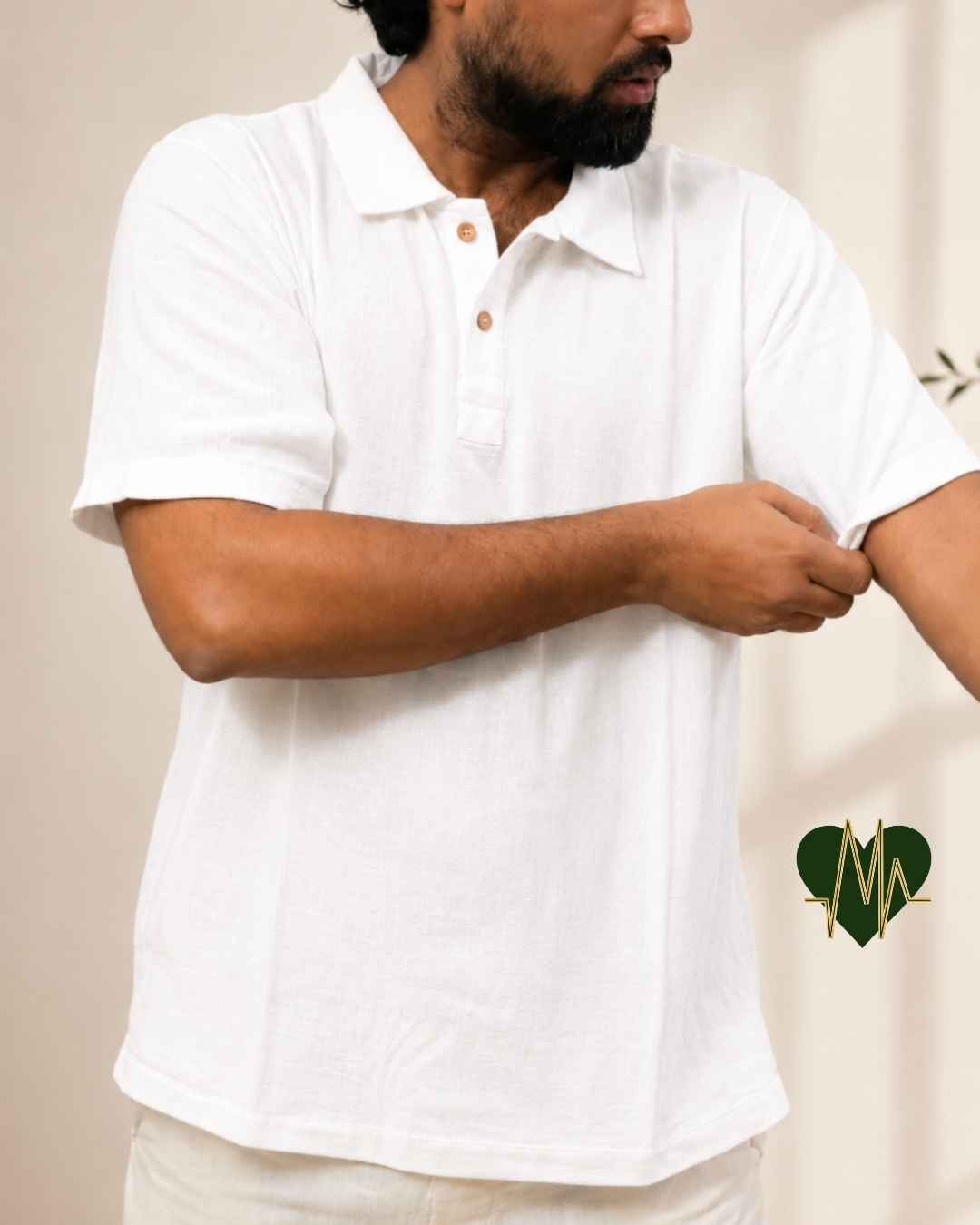 Muslin Resort-Polo Shirt for Men – Pearl White