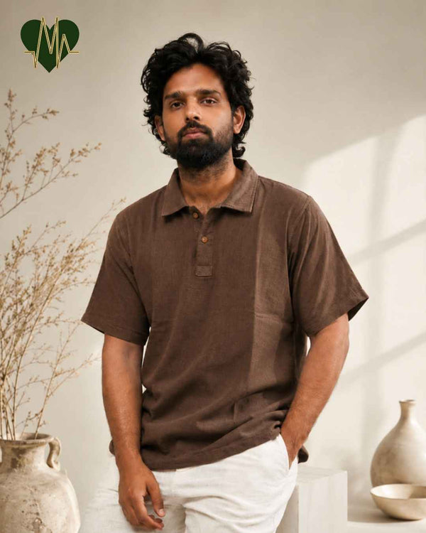 Muslin Resort-Polo Shirt for Men – Chocolate Brown