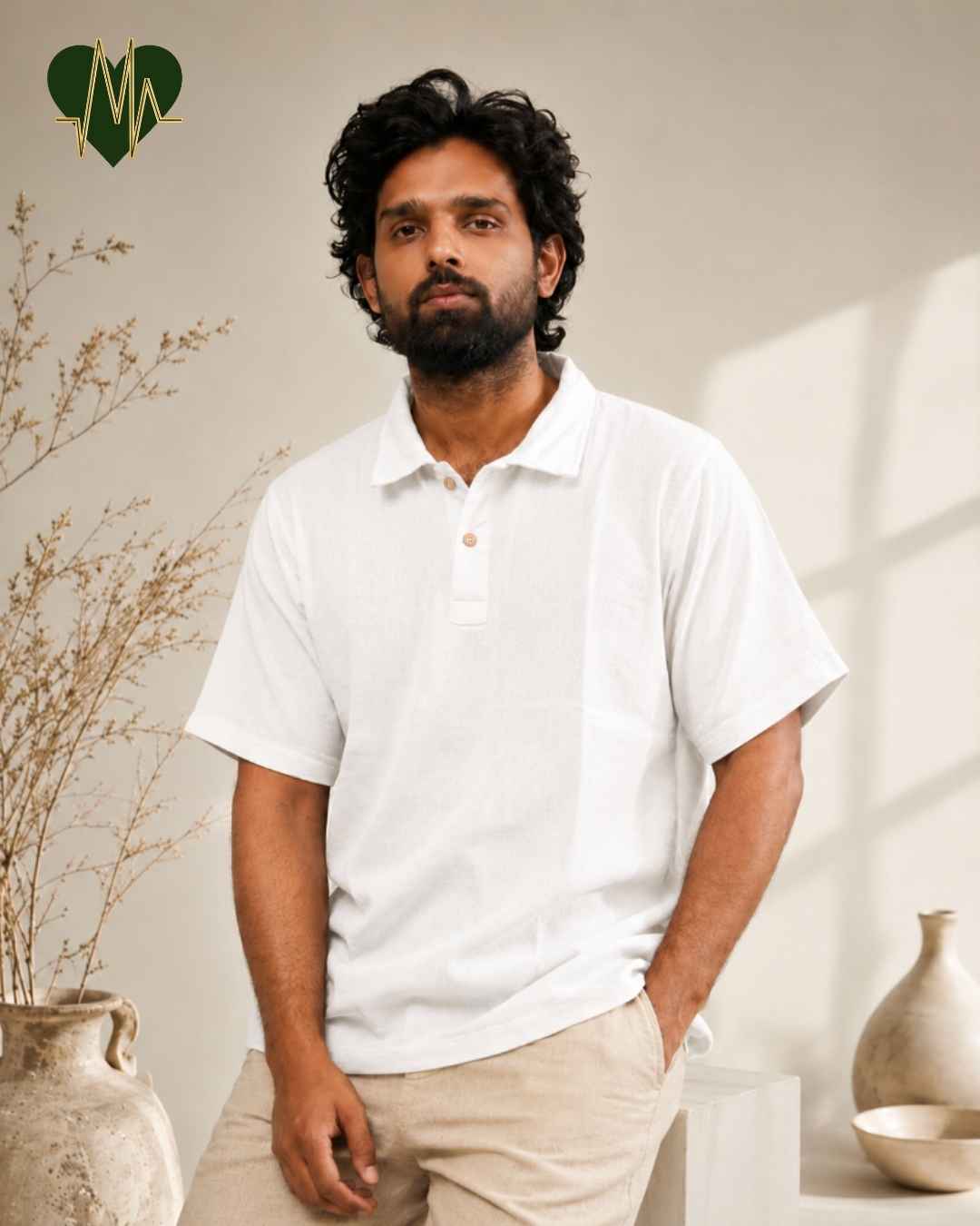 Muslin Resort-Polo Shirt for Men – Pearl White