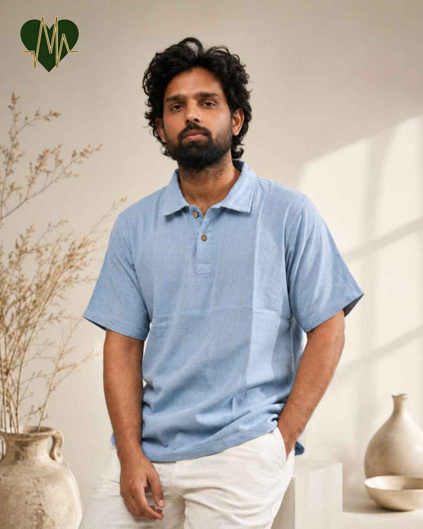 Muslin Resort-Polo Shirt for Men – Powder Blue