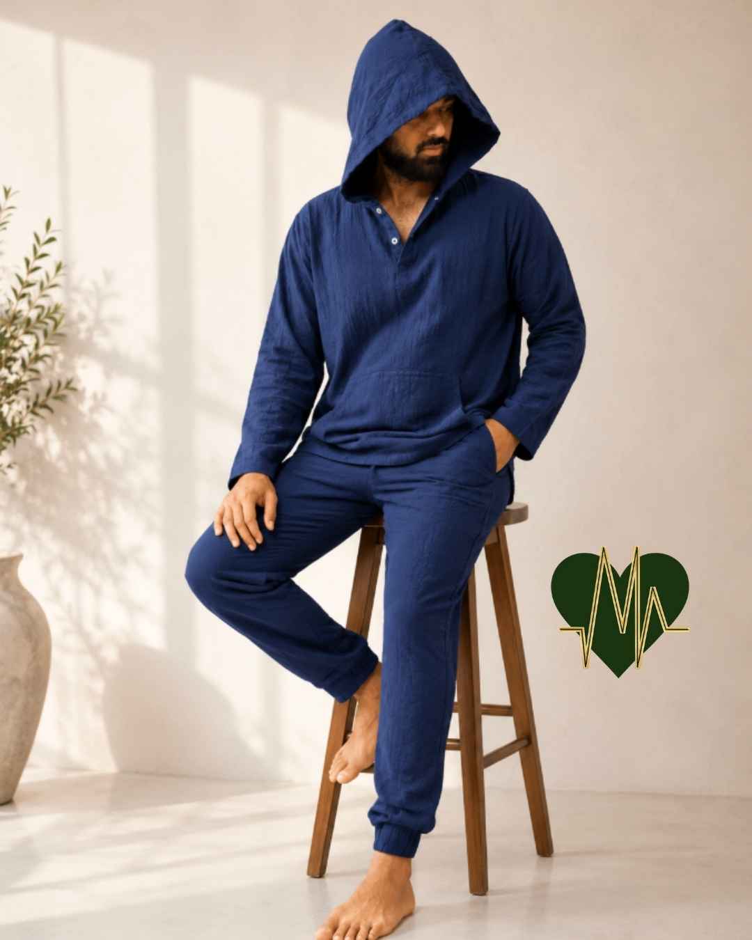 Premium Muslin Hooded Co-ord Set – Royal Blue
