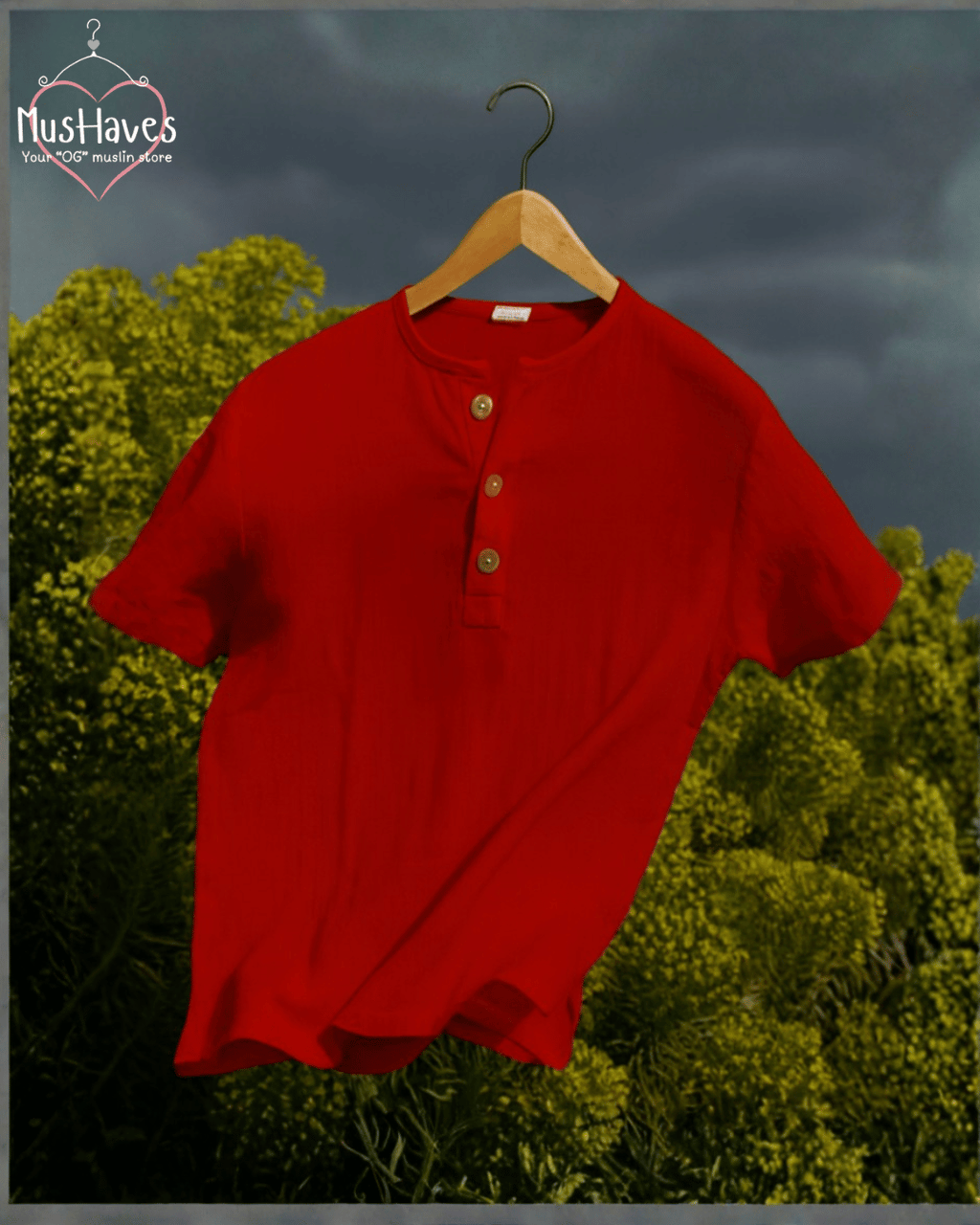 Premium Muslin Combo set | Teeshirt + Bottoms | Red + White