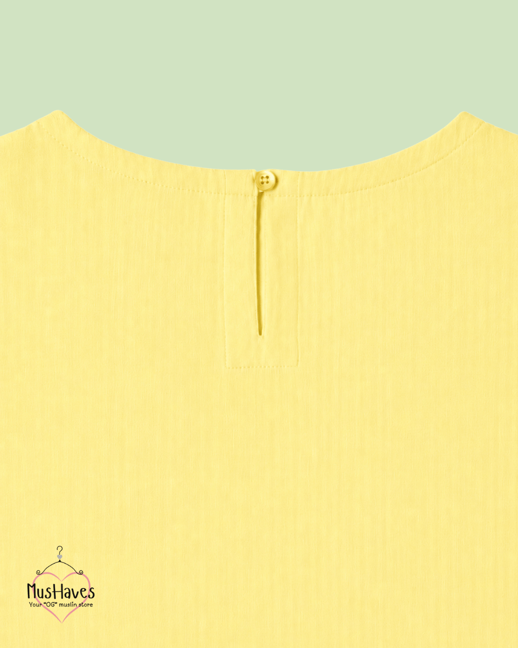 Muslin Round Neck Sleeveless Back Slit Top - Lemon Yellow