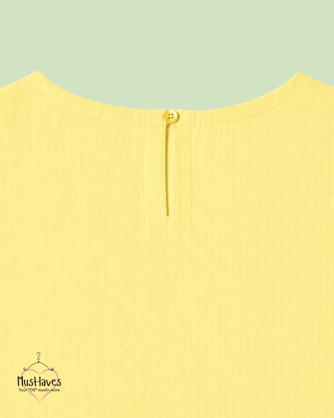Muslin Round Neck Sleeveless Back Slit Top - Lemon Yellow