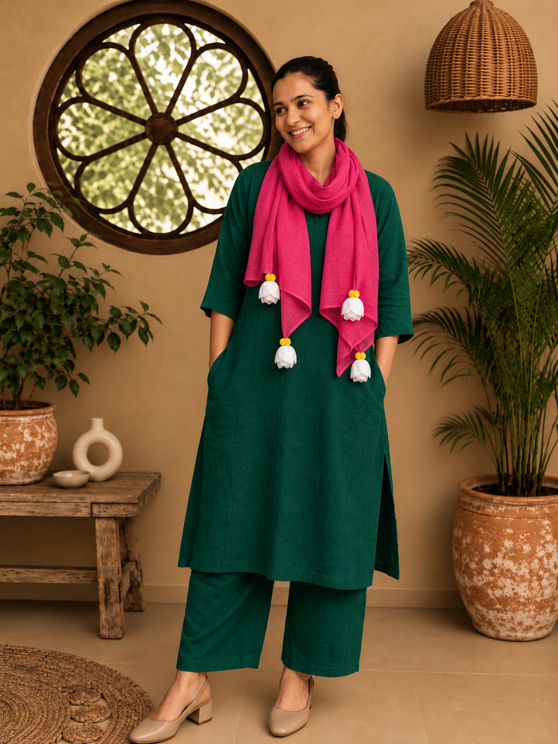 Single Gauze Muslin Stole – Malmal Dupatta with Tassels