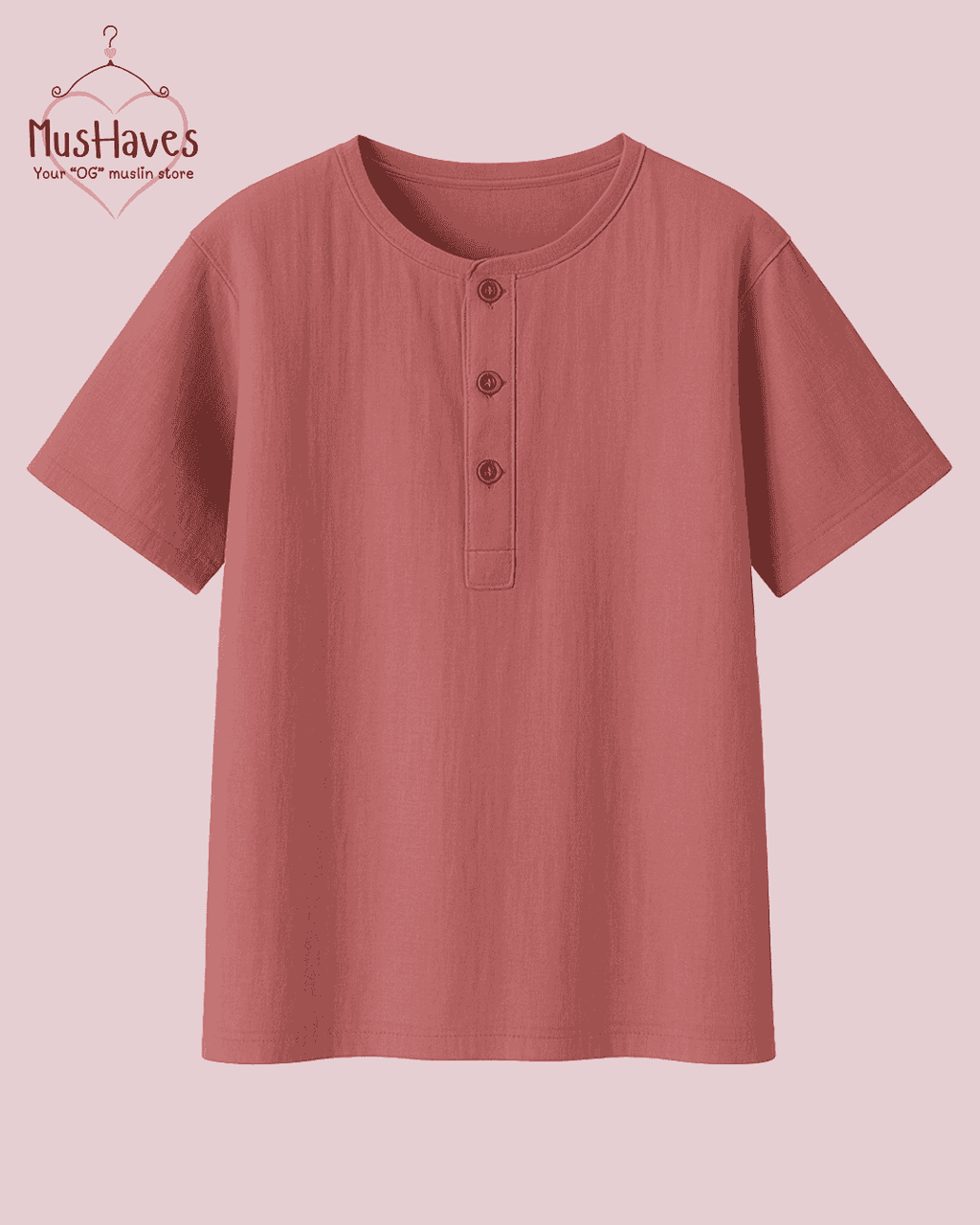 Premium Henley Teeshirt Combo Of Pink - Baby Pink + Rust Pink